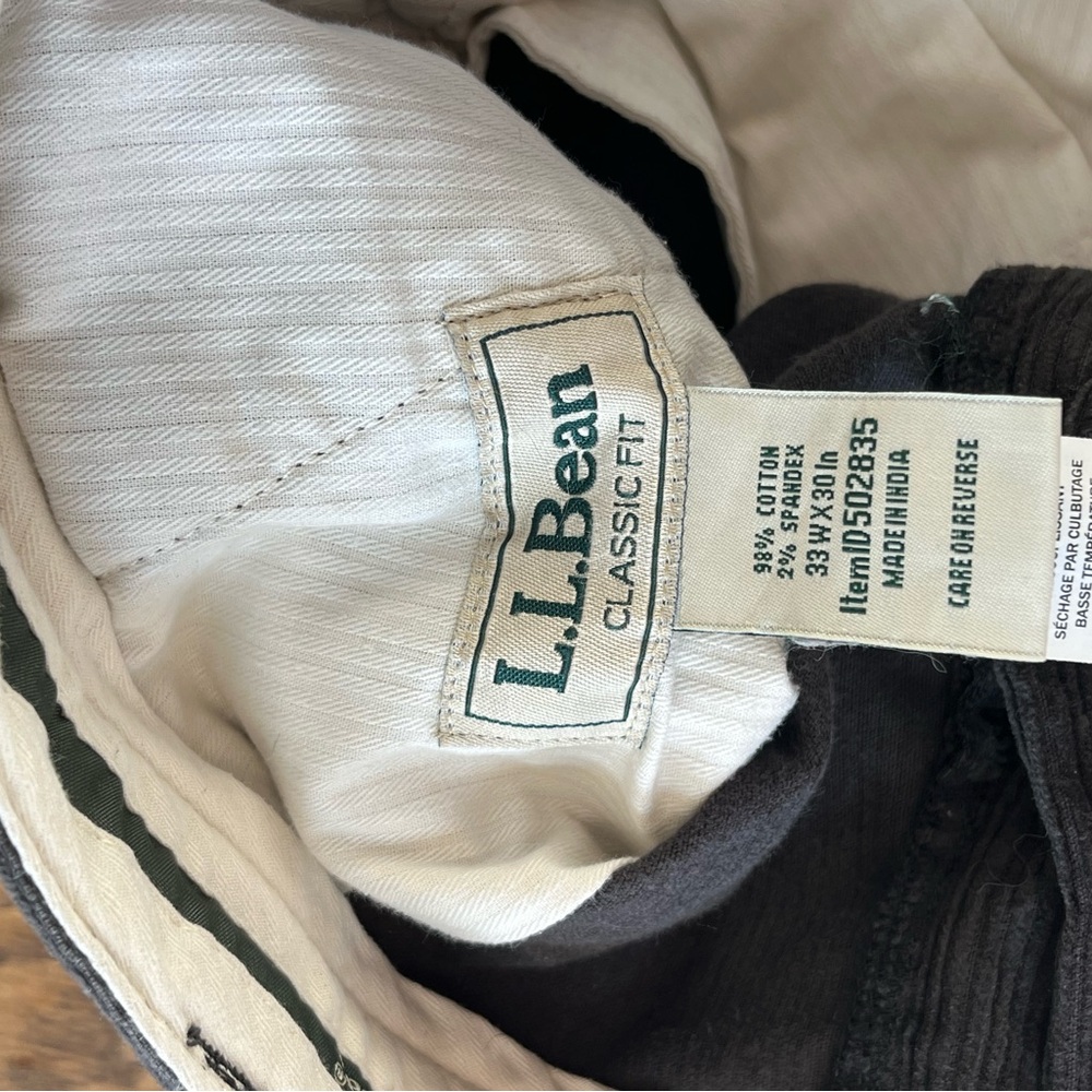 L.L. Bean Corduroy Pants in Charcoal